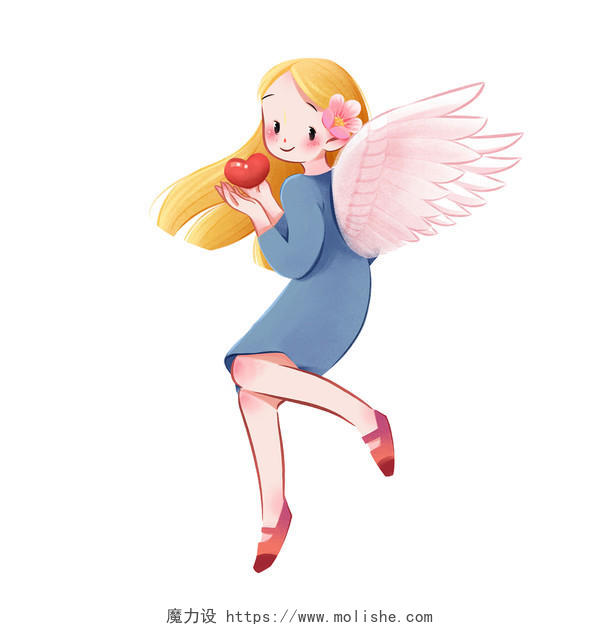 卡通手绘翅膀女孩元素原创插画素材人物翅膀